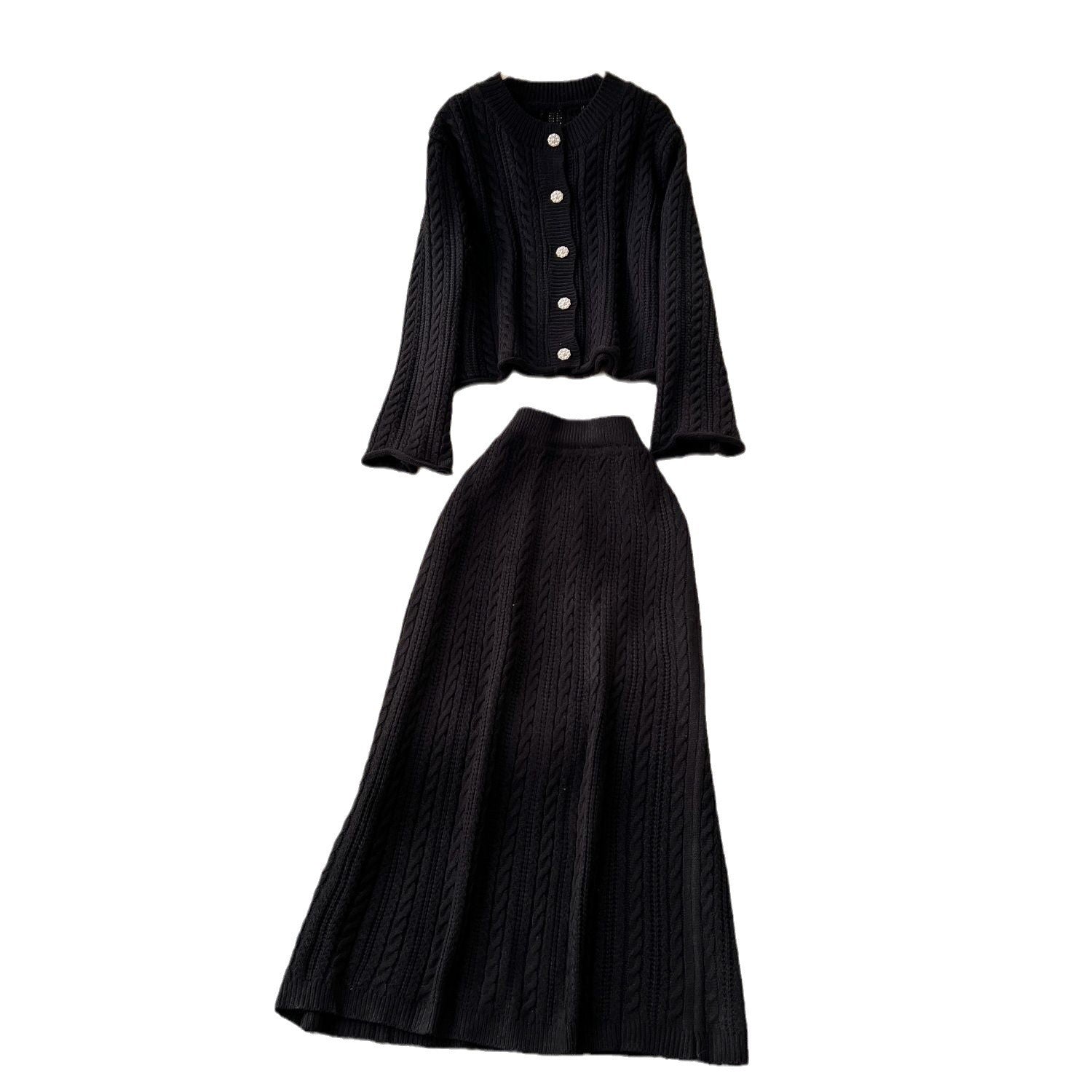 Damen Strickensemble mit Zopfstruktur WW