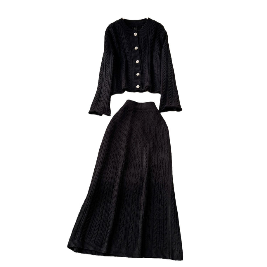 Damen Strickensemble mit Zopfstruktur WW