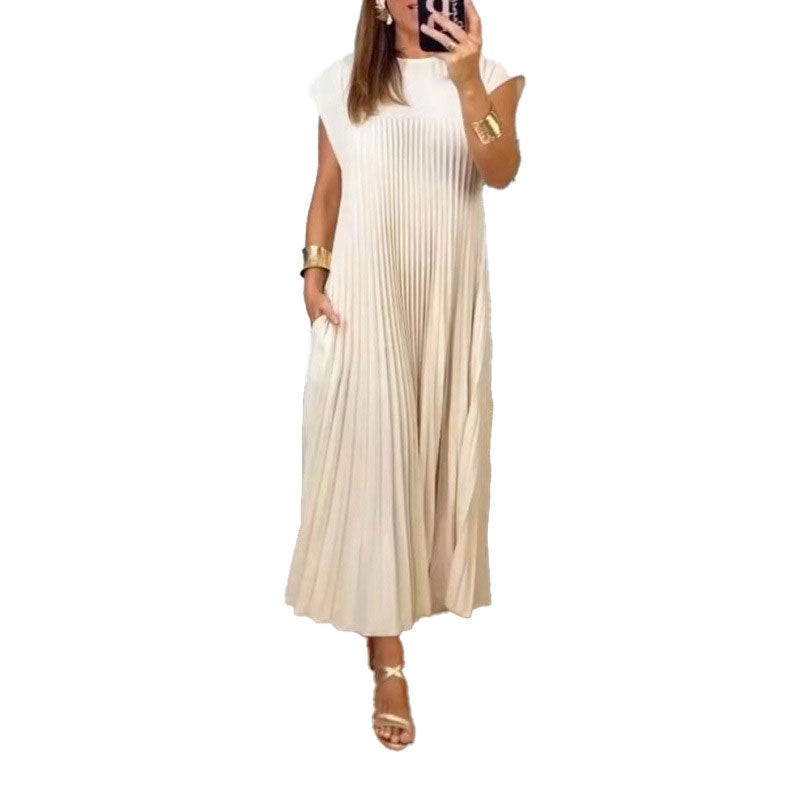 Damen Plissiertes Maxikleid mit elegantem Schnitt und dekorativen Details W&W Mode