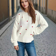 Damen Pullover mit verspieltem Herzdesign WW