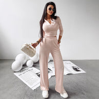 Damen Bequemes Lounge-Set mit Knopfleiste WW