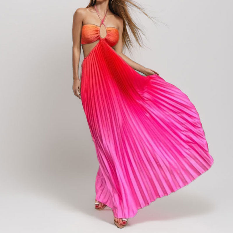 Damen Maxikleid mit Cut-Out-Details und Plisseefalten WW