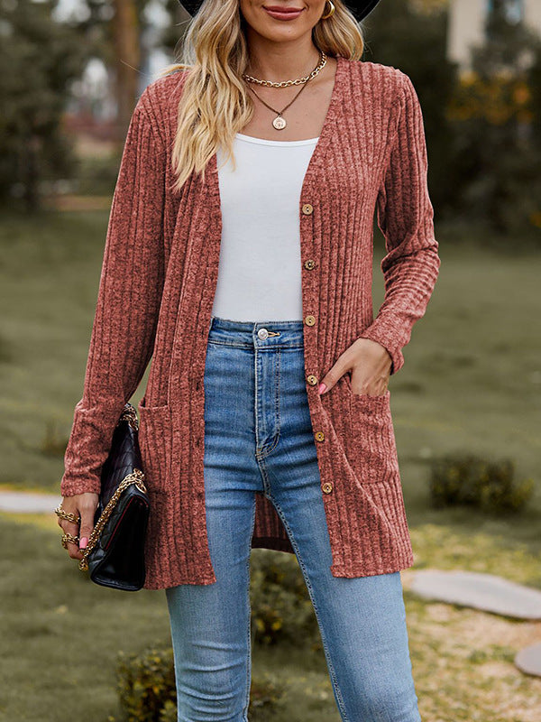 Damen Strickjacke mit strukturiertem Muster und praktischen Taschen WW