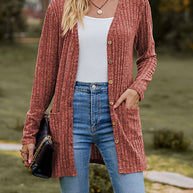 Damen Strickjacke mit strukturiertem Muster und praktischen Taschen WW