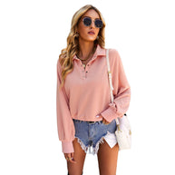 Damen sportlicher Pullover mit oversized Ärmeln und Kragen WW