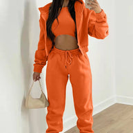 Damen sporty cropped Hoodie und Jogginghose Set WW