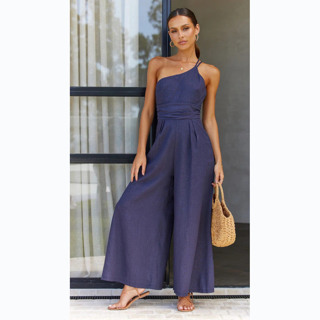 Damen Jumpsuit mit weitem Bein und schickem Spaghettiträger WW