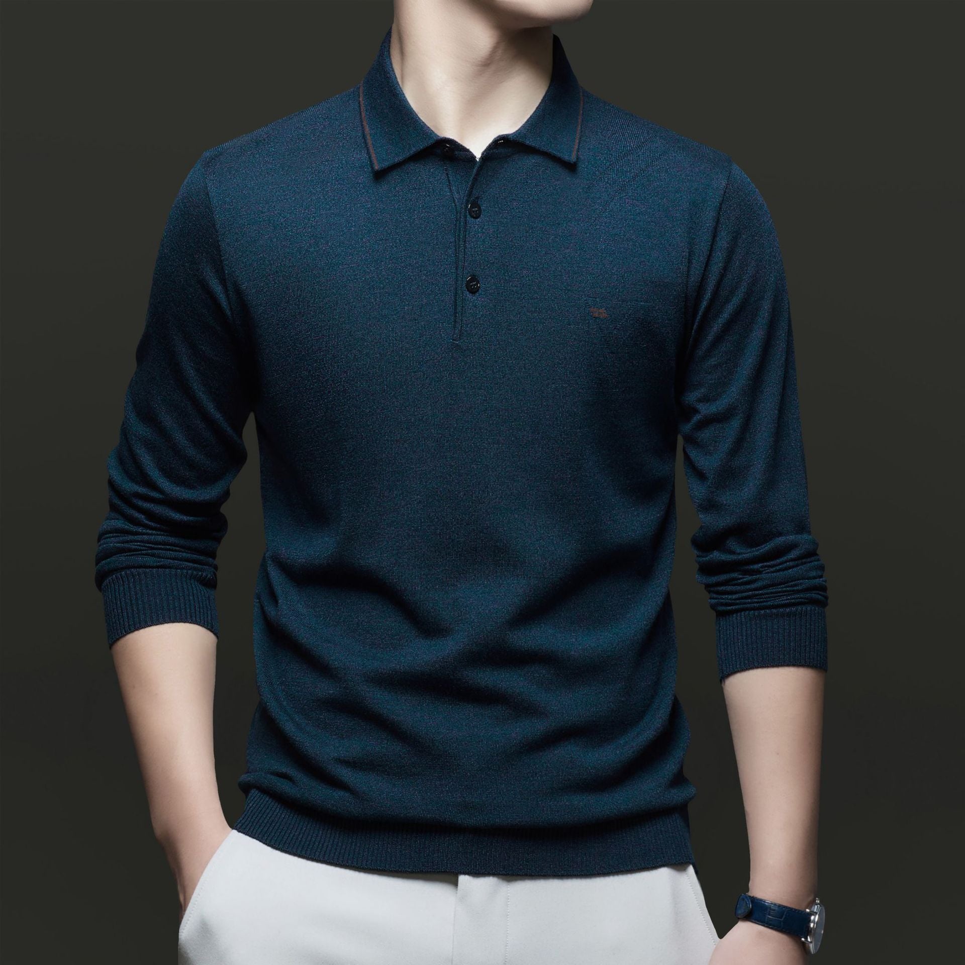 Herren Pullover mit poloartigem Kragen und modernen Akzenten WW