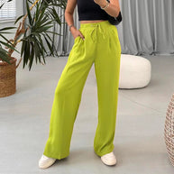 Damen Weite Freizeithose mit elastischem Bund und verstellbarem Kordelzug WW