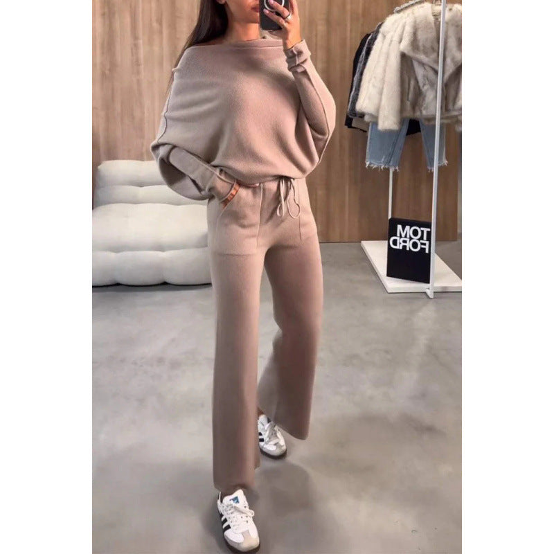 Damen bequeme Loungewear aus weichem Strickmaterial mit weitem Schnitt WW