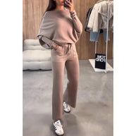 Damen bequeme Loungewear aus weichem Strickmaterial mit weitem Schnitt WW