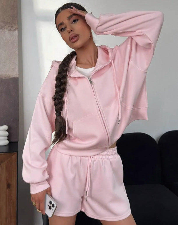 Damen bequeme Hoody-Shorts Kombination WW