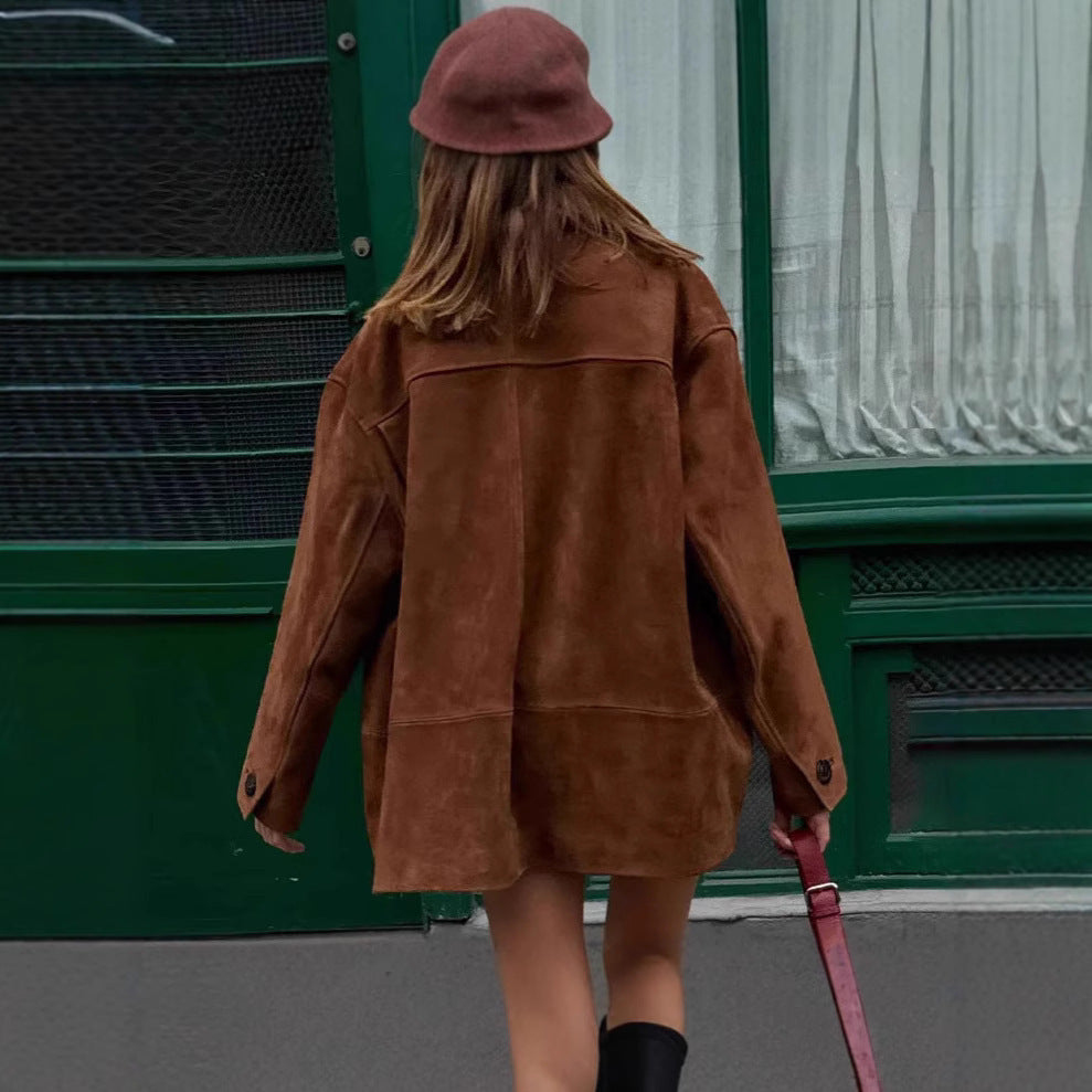 Damen Oversized Wildlederjacke WW