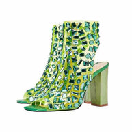 Damen Statement Transparente Stiletto Stiefeletten WW