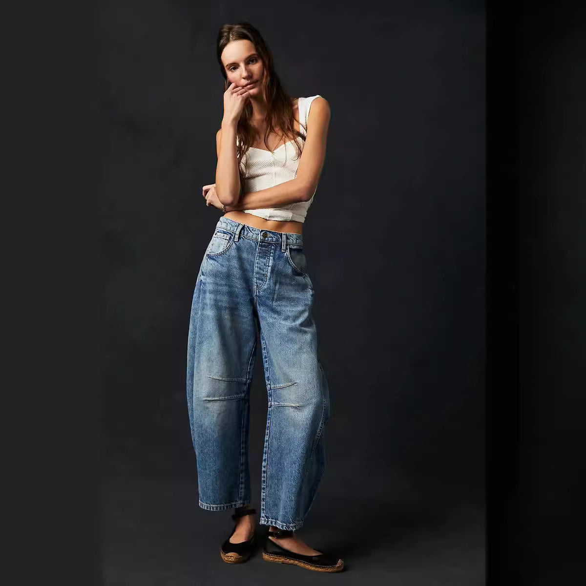 Damen Baggy-Jeans im Modernen Stil WW