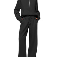 Damen Sportliches Zweiteiler Ensemble mit hochgeschlossenem Oberteil und weit geschnittenen Hosen WW