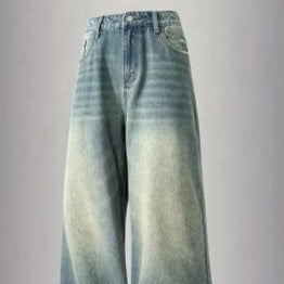 Damen weite High-Waist Jeans im Used-Look WW