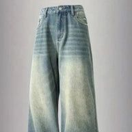 Damen weite High-Waist Jeans im Used-Look WW