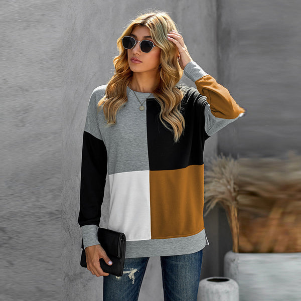 Damen farbenfrohes Sweatshirt mit retro-inspiriertem Blockdesign WW