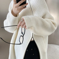 WW Rollkragenpullover mit Seitenschlitz einfarbig gestrickt