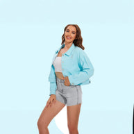 Damen Jeansjacke im lässigen Crop-Style mit fransigen Details WW