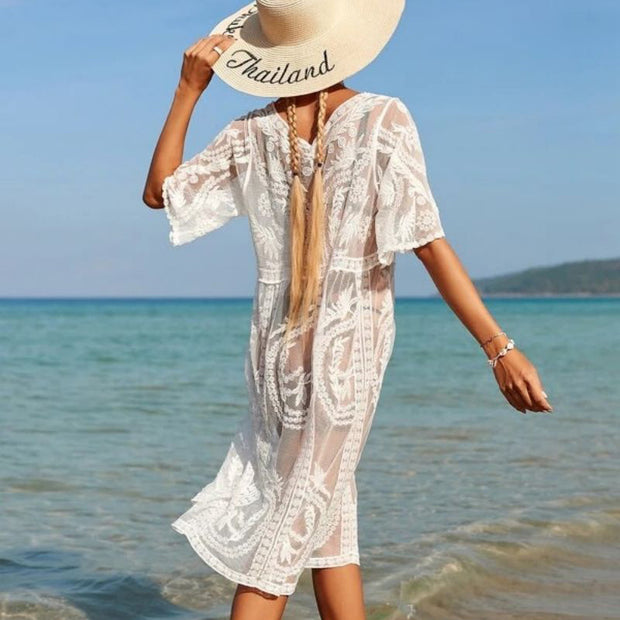 Damen Spitze Bestickter Strand Kimono WW