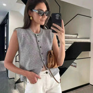 Damen Strickweste mit Knopfleiste und modernem Schnitt WW