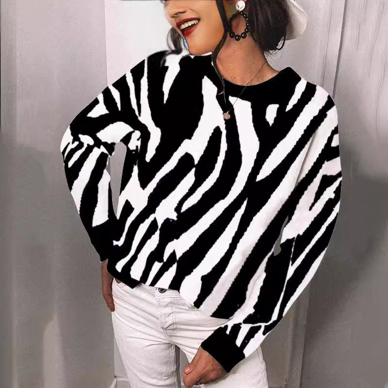 Damen Strickpullover mit modernem Streifenmuster und lässigem Schnitt WW