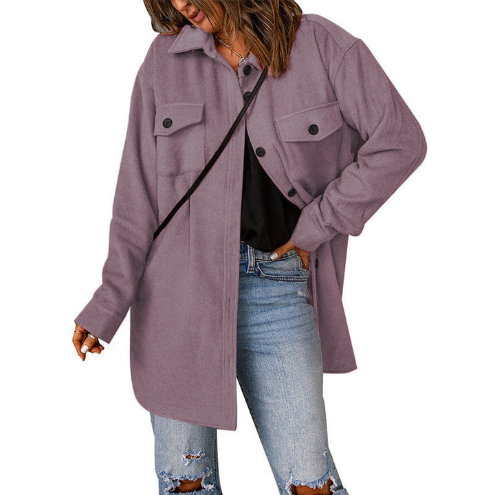 Damen Übergröße Hemdblusenjacke mit Taschen und lässigem Schnitt W&W Mode