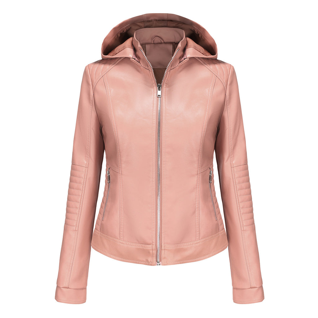 Damen Kapuzenjacke aus hochwertigem Kunstleder WW