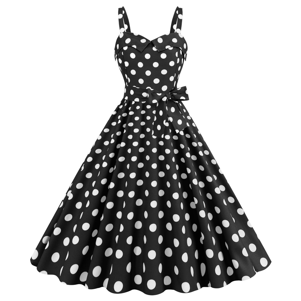 Damen Retro-Kleid mit Polka-Dot-Muster und taillierter Silhouette WW