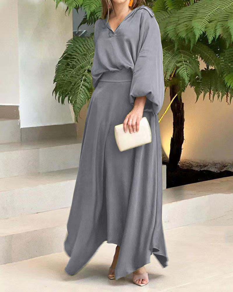 Damen Maxikleid mit weitem Schnitt und eleganten Ärmeln WW