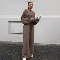 Damen Bequemes Cropped Sweatshirt und Weite Hose Set WW