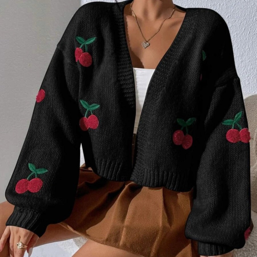 Damen Strickjacke mit floralem Stickdesign WW