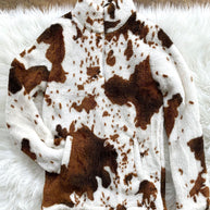 WW Kuhmuster Polar Fleece Reißverschluss Sweatshirt