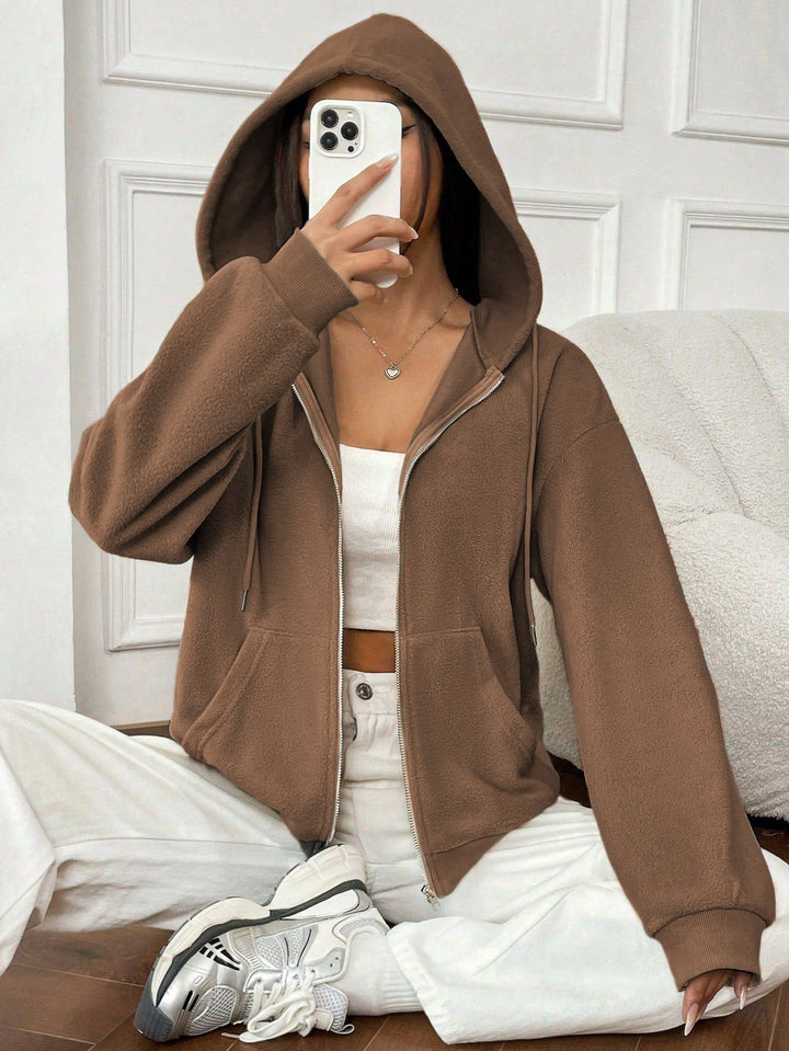 Damen Fleecejacke mit Kapuze und Reißverschluss W&W Mode