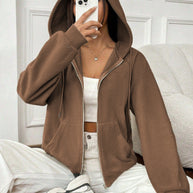 Damen Fleecejacke mit Kapuze und Reißverschluss WW