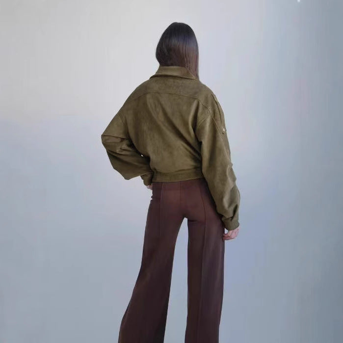 Damen Stilvolle Kurzjacke mit Gürtel und asymmetrischem Schnitt WW