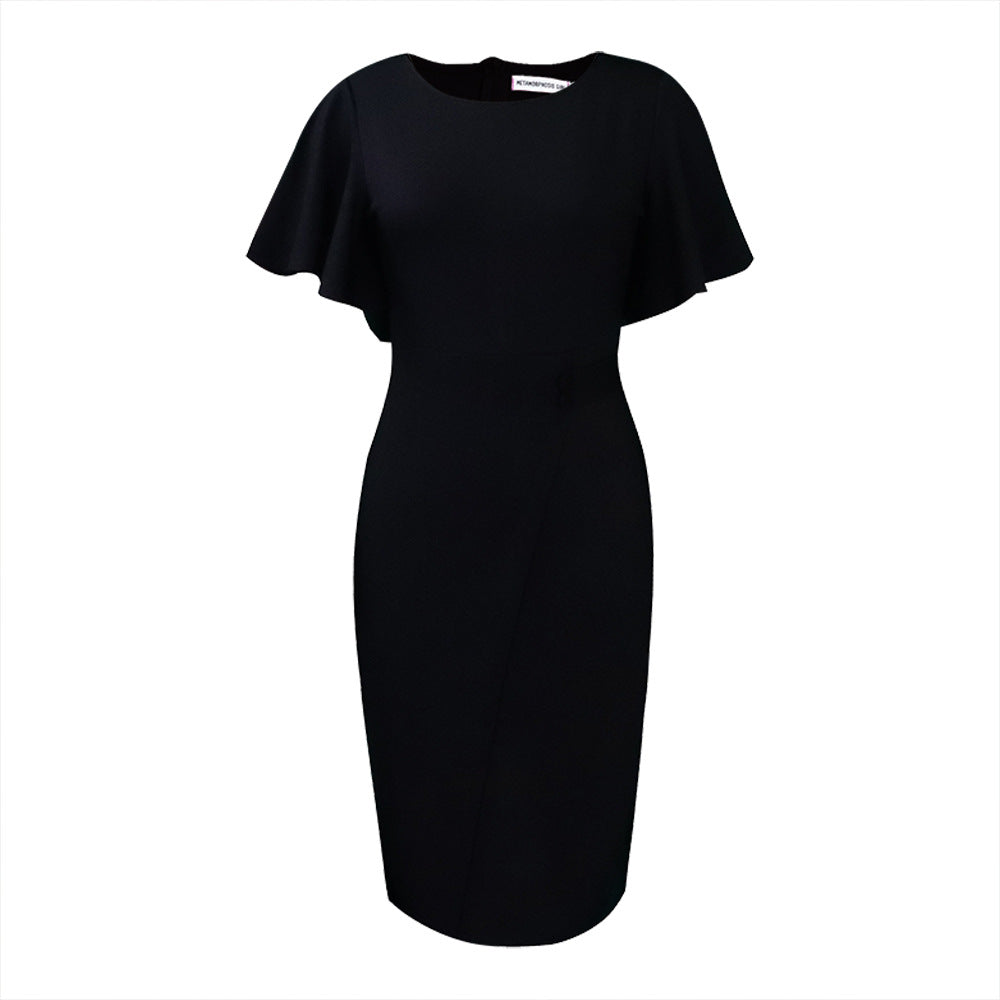 Damen Figurbetontes Kleid mit eleganten Rüschensäumen und schimmerndem Detail WW
