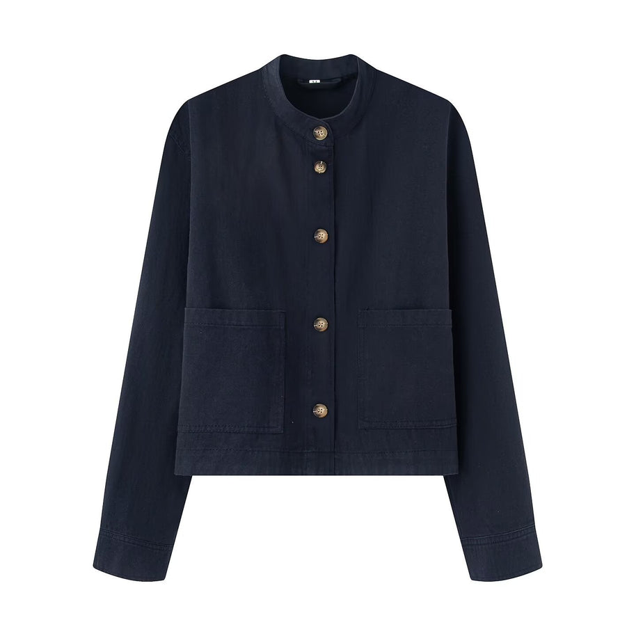 Damen Baumwolljacke mit Knopfleiste und praktischen Taschen WW