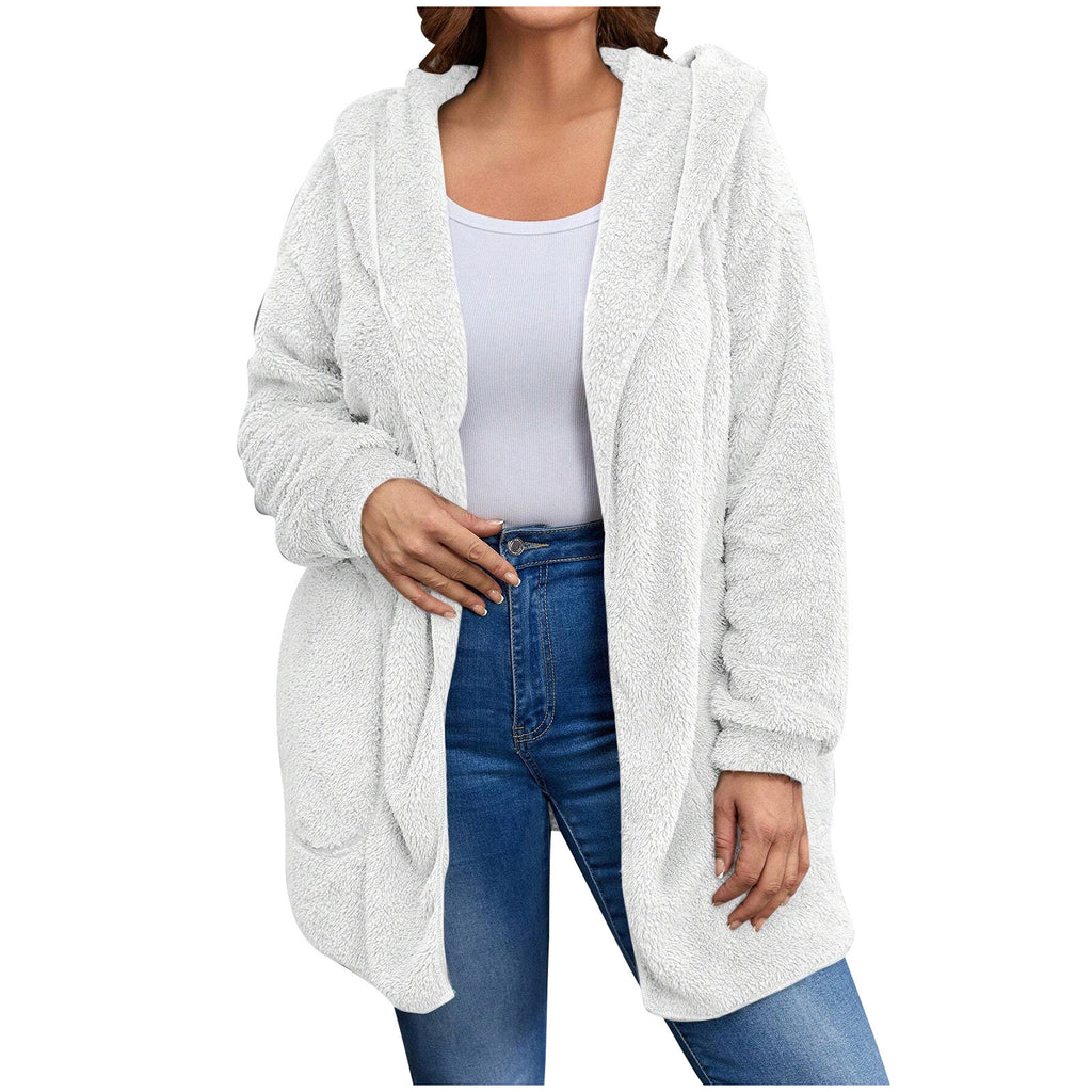 Damen weiche Kuscheljacke mit Kapuze WW