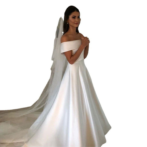 WW | Elegante Frauen Hochzeit Off-neck Kleid