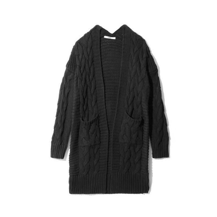 Damen Strickjacke mit grobem Zopfmuster und Taschen WW