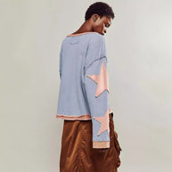 Damen lässiges Sweatshirt mit Sternen-Design und weitem Schnitt WW