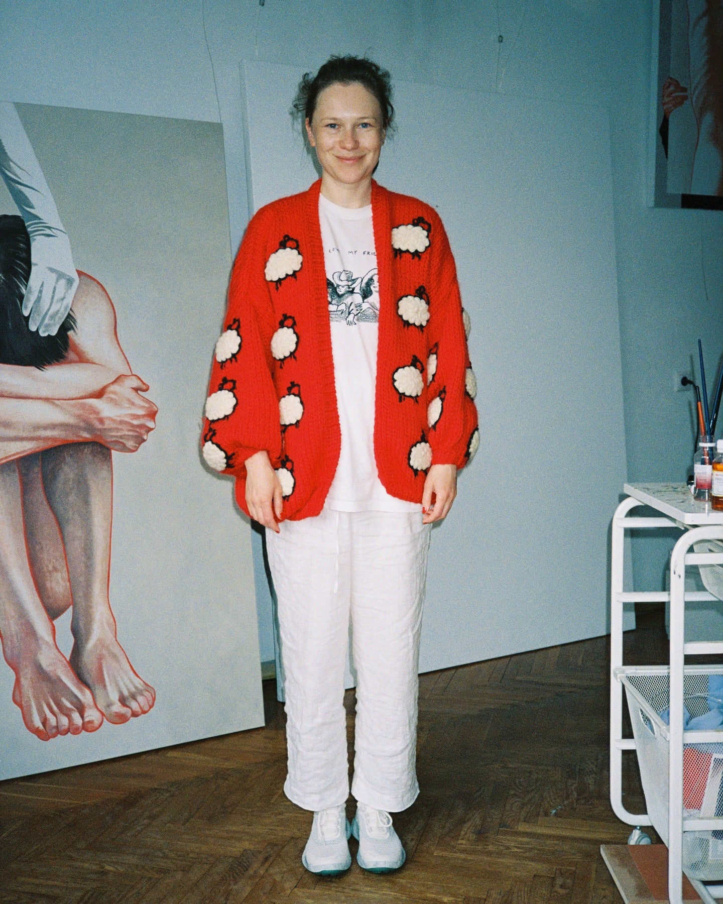 Damen Strickjacke mit einzigartigem Schafdesign und lässigem Schnitt WW