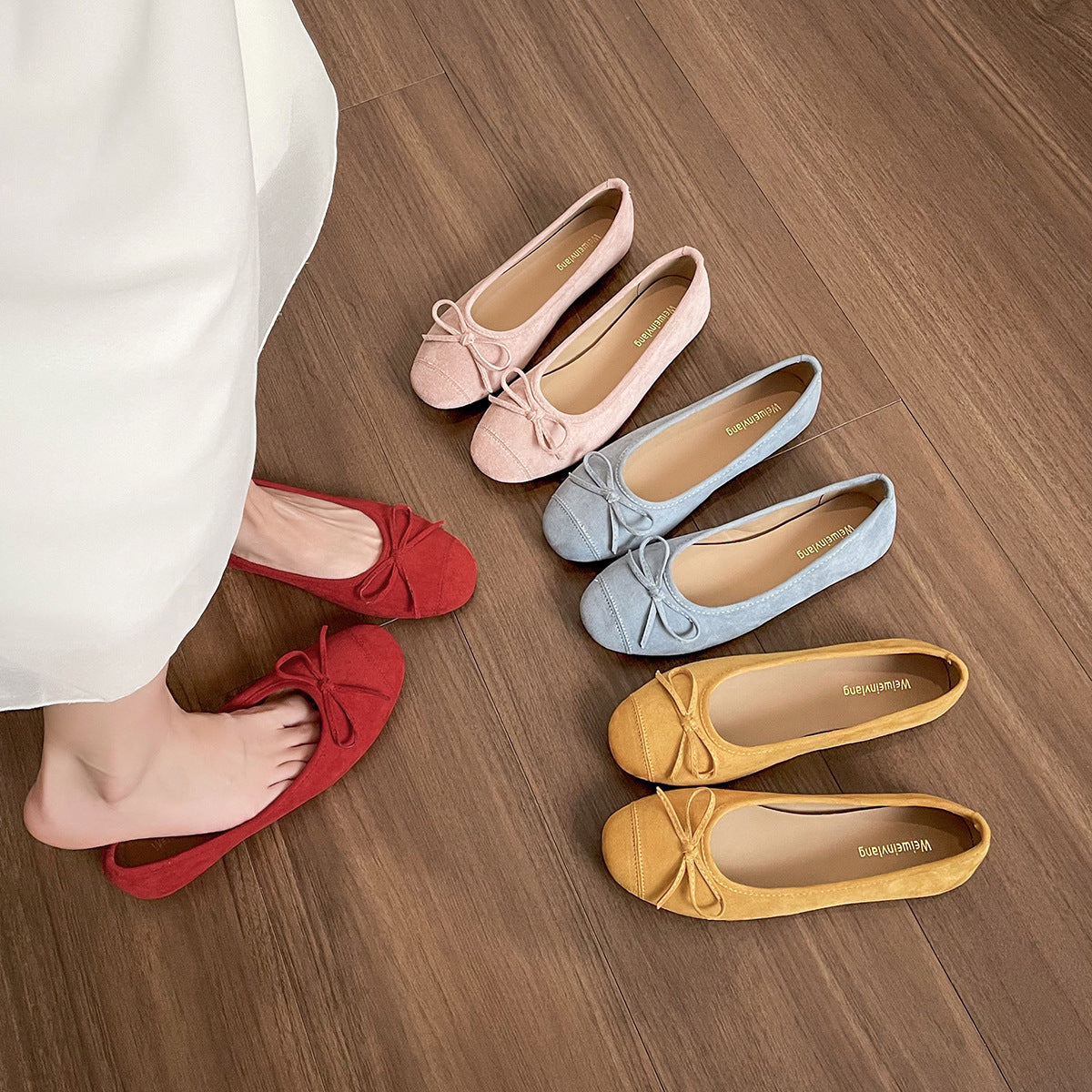 Damen Ballerinas mit verspielt eleganter Schleifenverzierung WW
