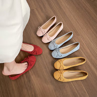 Damen Ballerinas mit verspielt eleganter Schleifenverzierung WW