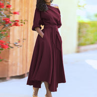 Damen Elegantes Wickelkleid mit asymmetrischem Schnitt und praktischen Taschen WW