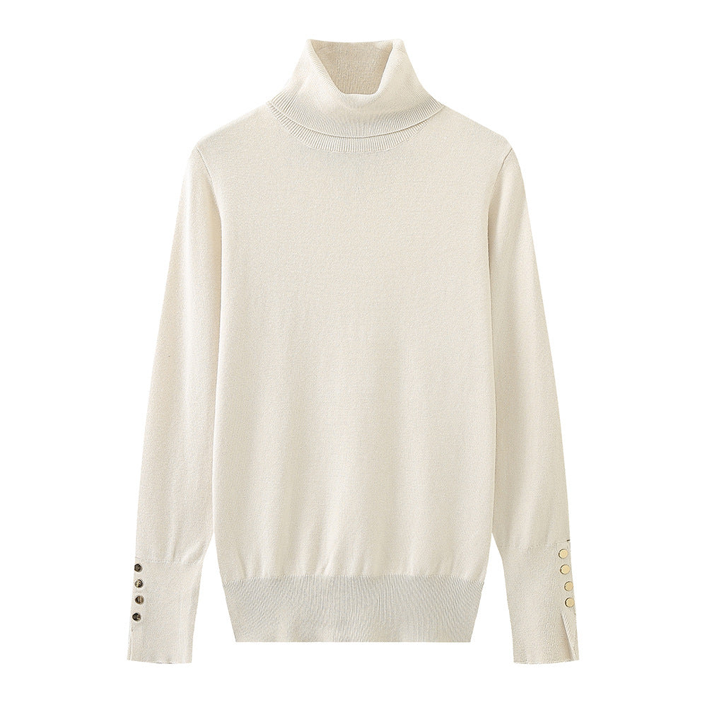 Damen Rollkragenpullover mit eleganten Knopfdetails WW