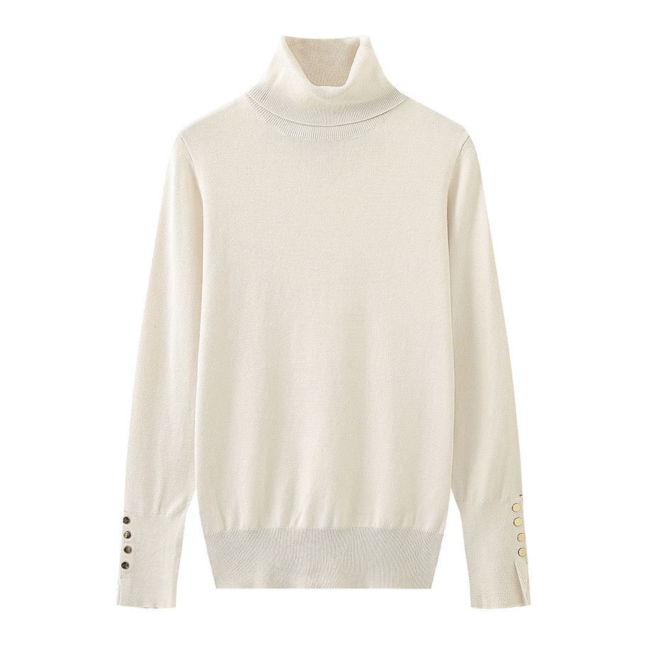 Damen Rollkragenpullover mit eleganten Knopfdetails WW